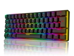 UK Layout 60% True Mechanical Gaming Keyboard Type C Wired 14 Chroma RGB Backlit - Picture 1 of 6