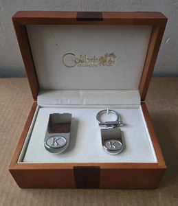 Colibri Geldklammer und Schlüsselanhänger Geschenkset mit Box - "K" Monogramm - Bild 1 von 3