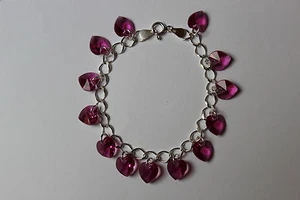 Armband Silber 925 - Charmsarmband - Herz - rosa - Neu - Bild 1 von 1