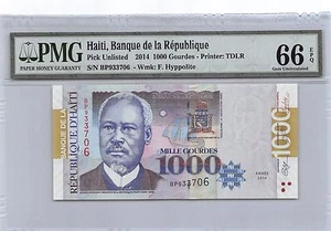 Haiti 1000 Gourdes 2014 P 278e PMG 66 EPQ Gim. Uncirculated Banknote - Picture 1 of 2