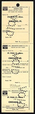 Burlington Route St. Paul to Chicago Unused VOID SAMPLE UNNUMBERED Ticket - 1965 - Image 1 of 2