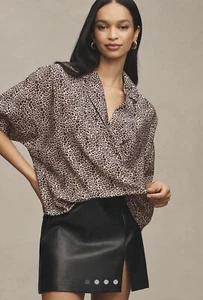 ANTHROPOLOGIE The Dylon Short-Sleeve Wide-Placket Top Women's Size XS - Picture 1 of 10