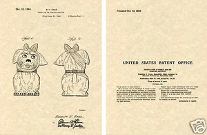 SHAWNEE MUGGSY Keksdose US Patent Kunstdruck FERTIG ZUM RAHMEN!! Ganz Mugsy 1944 - Bild 1 von 1