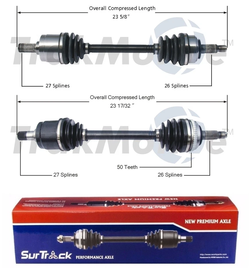 Пара передних осевых валов в сборе SurTrack для Honda Civic RT 4WD - Изображение 1 из 1