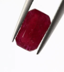 Natural Loose Ruby Dark Red Pinkish Color Octagon Cut Gemstone 0.99 Ct Untreated - Picture 1 of 21
