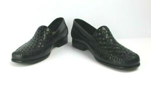 David Taylor Męskie czarne skórzane mokasyny splot koszowy Wsuwane buty rozmiar 8,5 D