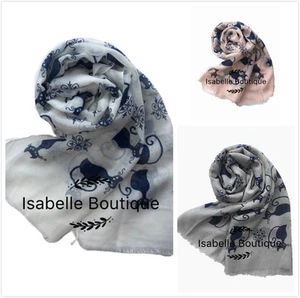 New Ladies Women Cat Print Scarf Pashmina Fashion Neckerchief Animal Print Scarf - Picture 1 of 5
