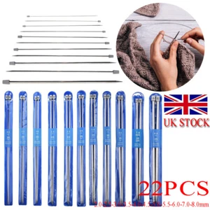 22PCS Metal Knitting Needles Long Knitting Light Weight Needles Kit Set UK - Picture 1 of 15