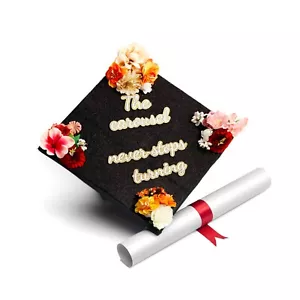 Handmade Graduation Cap Decoration, Cap Topper-The Carousel Never Stops Turning - Picture 1 of 10