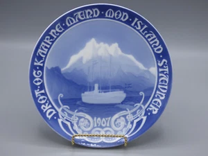 B&G Bing & Grondahl 1907 Placa Conmemorativa Reyes Barco Dannebrog Viaje a la Isla - Imagen 1 de 6