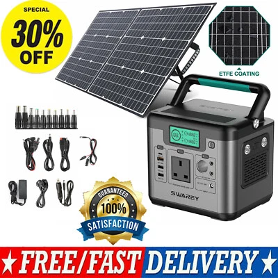 518Wh Solar Generator Power Pack Battery +100W Foldable Solar Panel Tour Camping