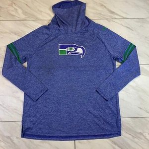 Nike Seattle Seahawks Funnel Turtle Neck Pullover Sweatshirt Blue Dri Fit Large - Picture 1 of 5