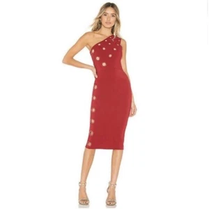 Nuevo con etiquetas Vestido Michael Costello X Revolve Portia Midi Un Hombro en Rojo - Imagen 1 de 7