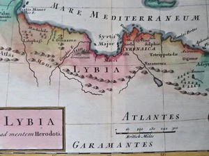 Ancient North Africa Libya Herodotus Berenice Tripoli 1735 Moll engraved map - Picture 1 of 4
