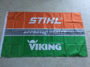 Stihl Viking dealer sign chainsaws lumberjack workshop flag banner