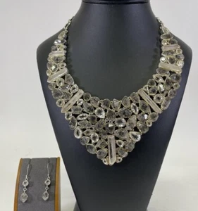 Artisan Collection of India Rough Quartz & Crystal Silver Necklace & Earrings - Picture 1 of 10