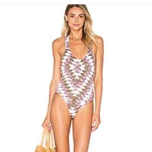 Lovers + Friends Rae Knit Metallic One Piece swimsuit size large NWOTS - Picture 1 of 7