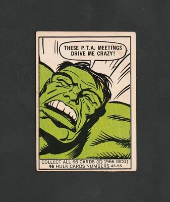 1966 Donruss Marvel #46 ~ HULK RC ~~  These PTA Meetings ~~  Nice Card - Image 1 of 2