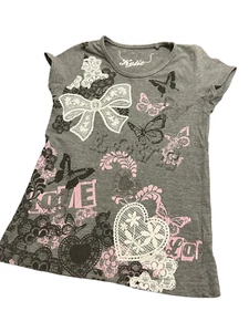 M&Co - Kylie - Short Sleeves Grey Top - Butterfly Printed - 11 - 12 years - Picture 1 of 7