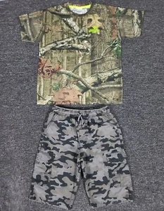 Boys Camo Outfit Big Kids Medium Ocean Current Shorts & Mossy Oak Breakup Shirt - Picture 1 of 14