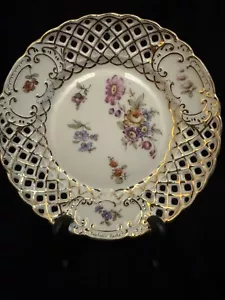 Carl Tielsch Porcelain Germany 7.5” Floral Round Plate c 1875-1900 Collectors - Picture 1 of 10