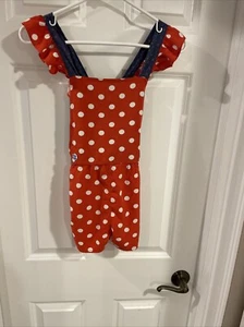 Kids Matilda Jane Girl  Size 8 Romper Red White Polka Dot Elastic Waist Pockets - Picture 1 of 8