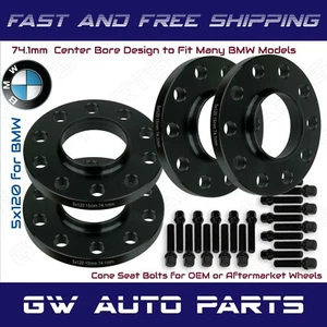 4Pc BMW 5x120 Wheel Spacers Kit 15mm Thick I.D 74.1mm With Bolts Fits Model E39 - Picture 1 of 2