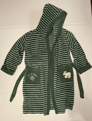 The Children’s Place Boys Green And White Striped Robe Size M - Image 1 of 4