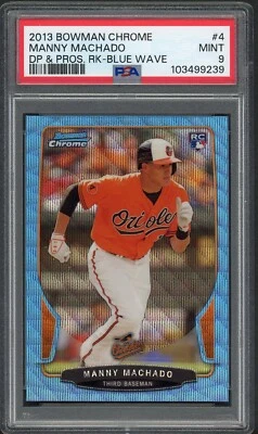 Bowman Draft 2013 cromo refractor de onda azul Manny Machado PSA 9 novato radiocontrol Foto 1 de 2