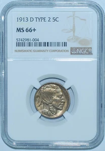 1913 D NGC MS66+ T2 Type 2 Buffalo Nickel - Picture 1 of 2