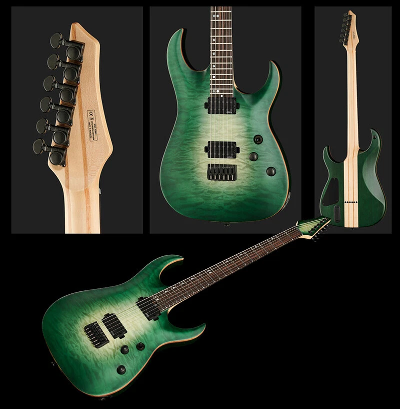 Harley Benton Amarok-BT EGNT Quilted Burst - Baritone Electric Guitar - Immagine 1 di 1