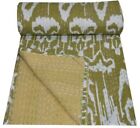 Indian Handmade Floral Print Cotton Kantha Throw Twin Bedding Bedspread Blanket
