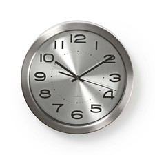 OROLOGIO DA PARETE Ø 30CM ACCIAIO INOX ARGENTO QUARZO CASA CUCINA STUDIO UFFICIO