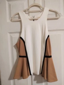 Torn By Ronny Kobo Sleeveless Peplum Top, Sz L - Picture 1 of 4