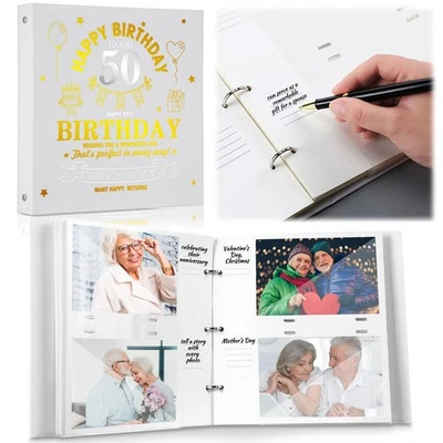 Álbum de fotos faça você mesmo aniversário de 50 anos com mensagem de escrita fotos de 4x6 polegadas 140 fotos... - Imagem 1 de 4