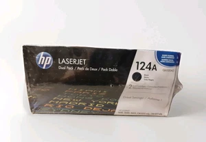 HP 124A Black LaserJet Toner Cartridge Q6000AD Genuine New Dual Pack FREE SHIP!! - Picture 1 of 3