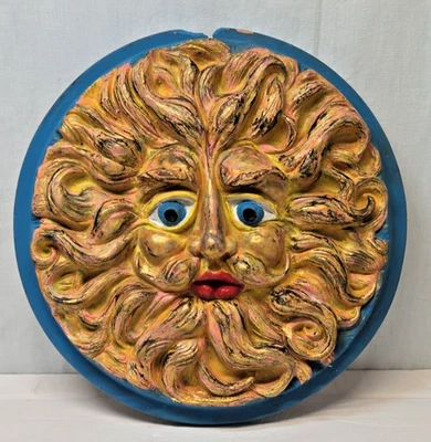 Placa de pared Wind Man escultura pagana mítica hecha a mano pintada a mano Foto 1 de 4