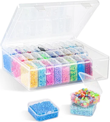 Caja organizadora de cuentas, 31 piezas organizadores y almacenamiento de cuentas transparentes pequeñas, mini plástico Foto 1 de 4