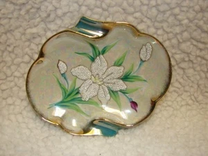 Cenicero de cerámica vintage con diseño de flores - Imagen 1 de 3