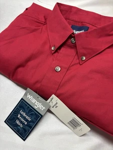 New mens Wrangler western Cowboy Cut xxl shirt long Sleeve Red Pockets Rodeo NWT - Picture 1 of 16
