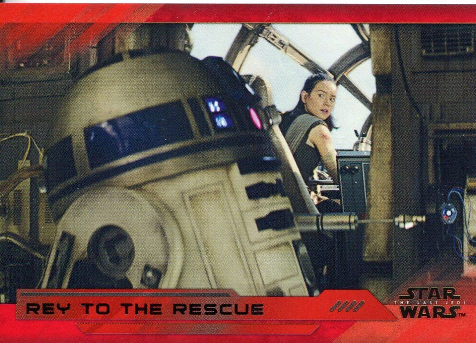 Star Wars Last Jedi S2 Red [199] Base Card #95 Rey to the Rescue - Image 1 of 1