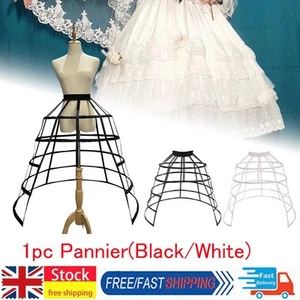Crinoline Underskirt Petticoat Cage 5 Hoops for Women Girls Hoop Skirt 95CM UK - Picture 1 of 22