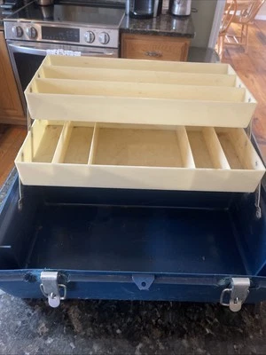 Caja de aparejos de colección 19x11x11 sistema de 2 bandejas profundas cierres metálicos resistentes Foto 1 de 4