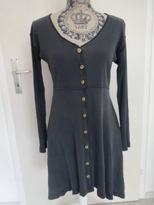 Rippkleid schwarz bis über Knie Gr 36 S Langarm Rocky Casual Freizeit Kleid - Bild 1 von 9