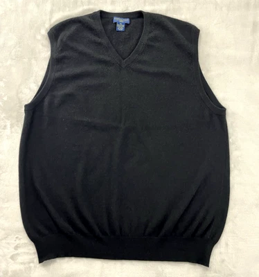 Chaleco Suéter Joseph and Lyman Cachemira Hombres Extra Grande Negro Cuello en V Preppy Foto 1 de 4