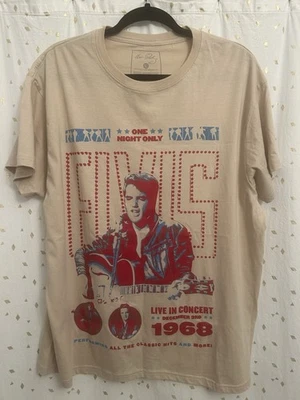 Camiseta Elvis Presley Vintage 1968 Concierto Gráfico Beige Algodón Talla Grande Nueva con Etiquetas Foto 1 de 2