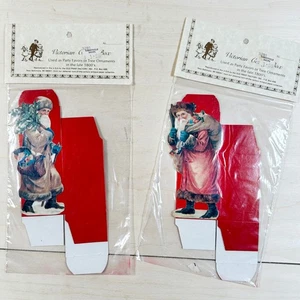 Vintage Old Print Factory Victorian Santa Small Gift Boxes Christmas - Picture 1 of 6
