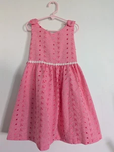 BONNIE JEAN LITTLE GIRL DRESS- SIZE 7- PINK WITH EMBROIDERY DESIGN- BACK TIE/ZIP - Picture 1 of 10