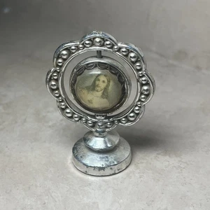 Vintage katholische Ikone Strich Magnet Metall Herz/Hirte Blase - Bild 1 von 4