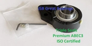 UCFB204-12 solid premium 3-bolt bracket bearing triple seals ABEC3 3/4 UCFB204 1 - Picture 1 of 4